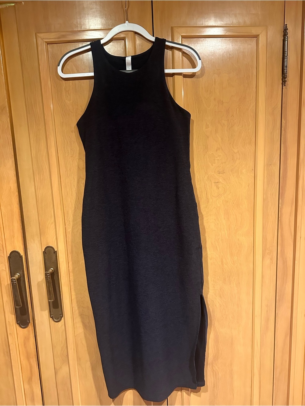 Victoria's Secret Black Sleeveless Midi Dress with Side Slit